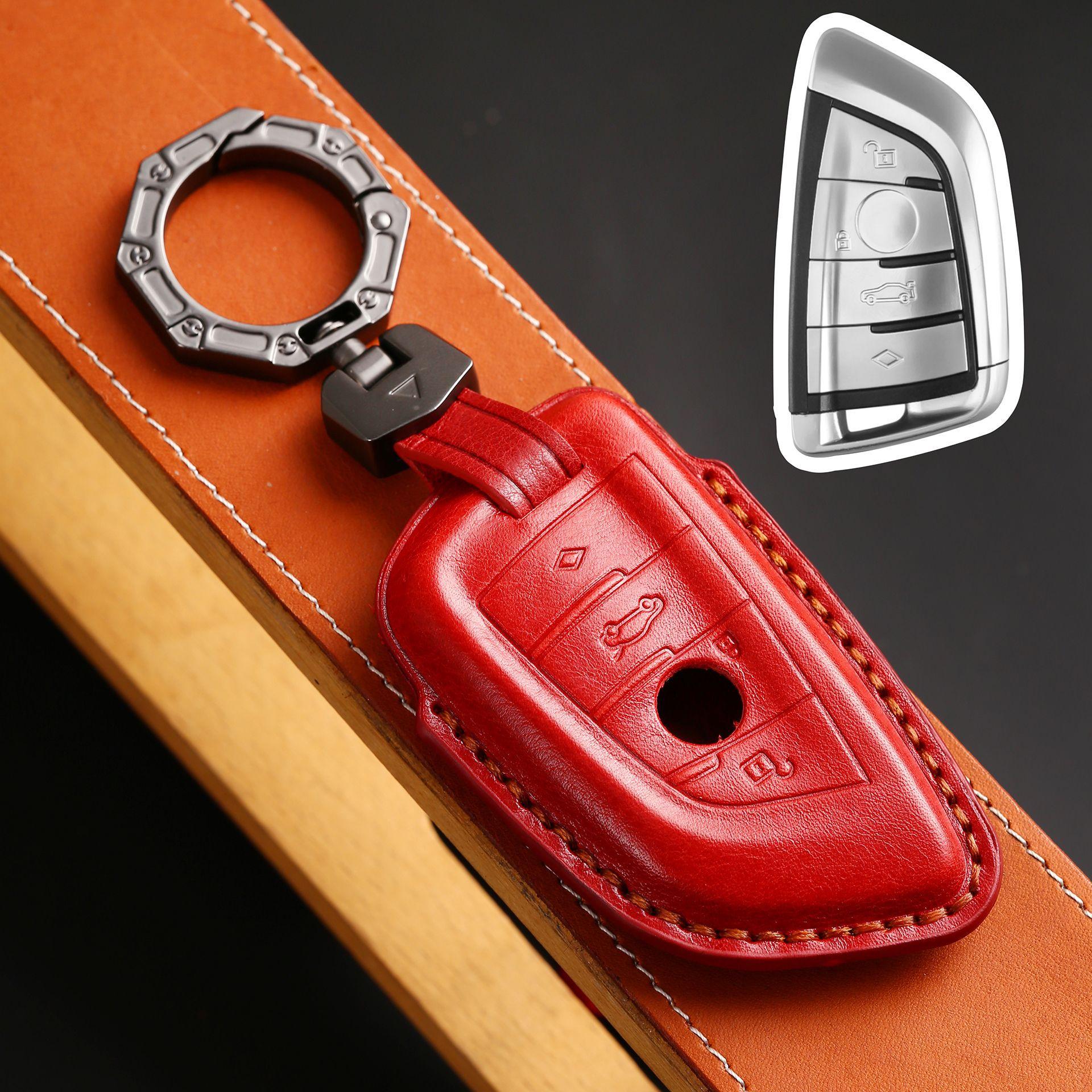 

Applicable to blade car key case x3 car key case leather x5 premium sense key case protective case 3 series 5 series X1 красный