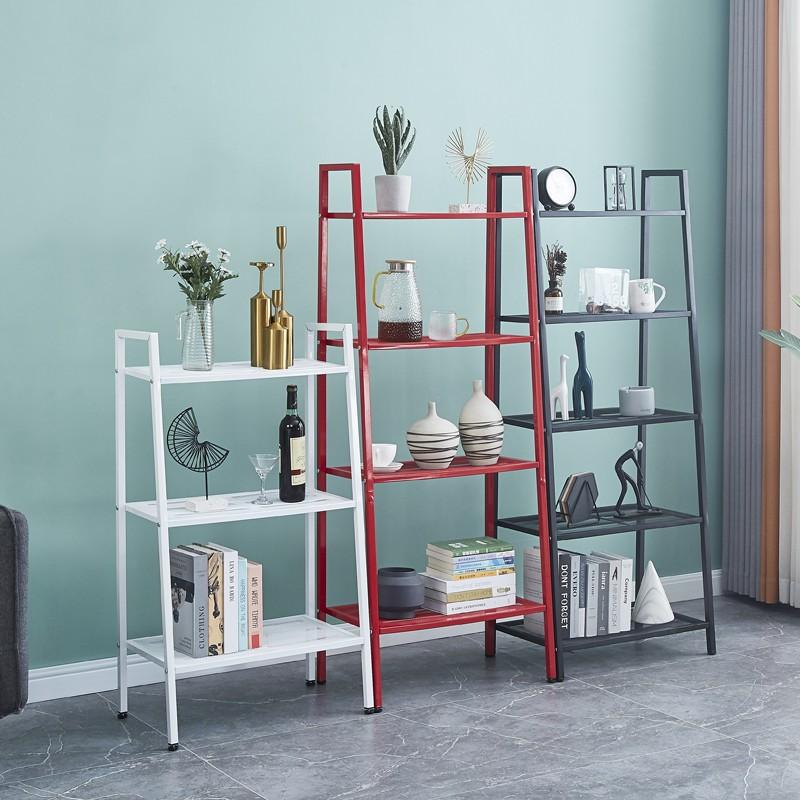 G-H 4-Tier Metal Wrought Iron Floor Rack Nordic Style Display Rack For Living Room/Bedroom/Kitchen/Bathroom/Home Office