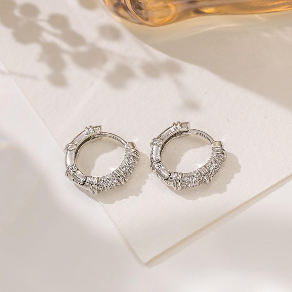 Resort-Style Retro Zircon Double Row Hollow Ear Cuff Earrings - Chinese Fashion Exquisite Design
