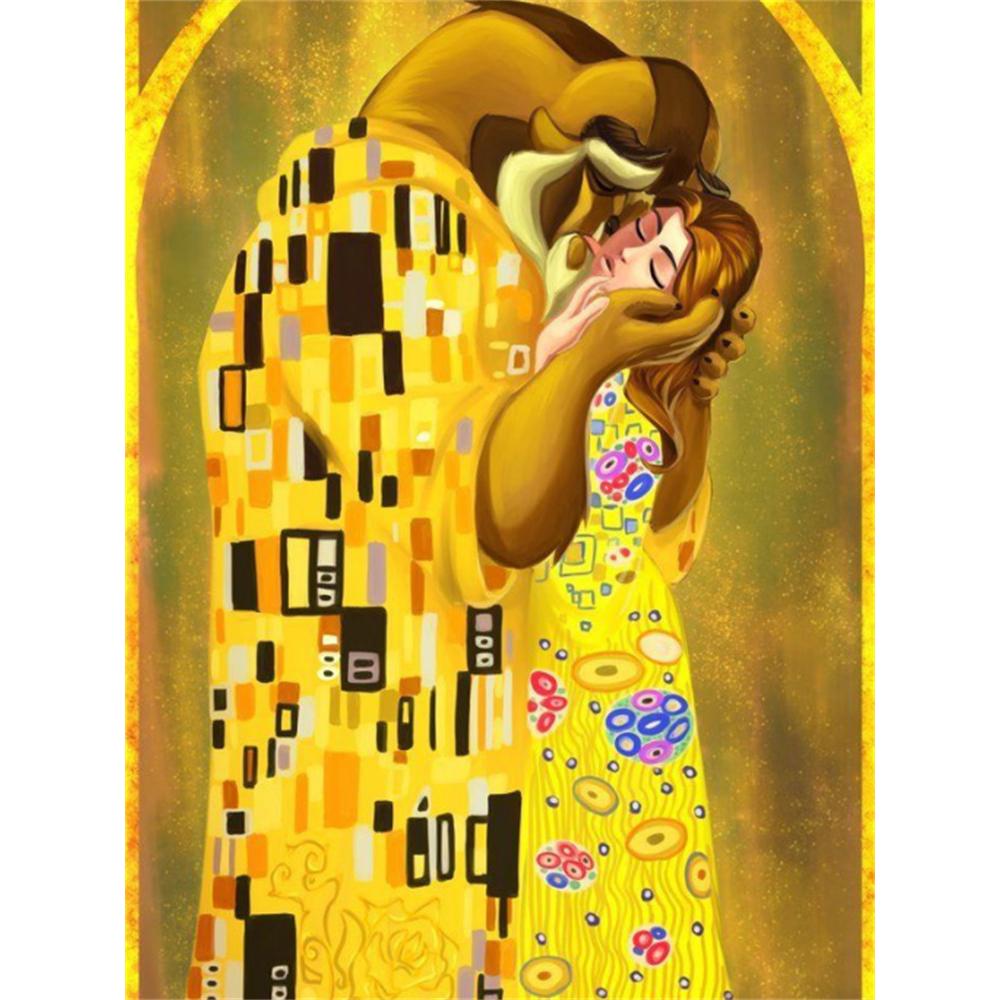 

Disney 5D DIY Diamond Painting Beauty and The Beast Illustration Embroidery Mosaic Cross Stitch Home Decor Gifts and Crafts Round 20x30cm