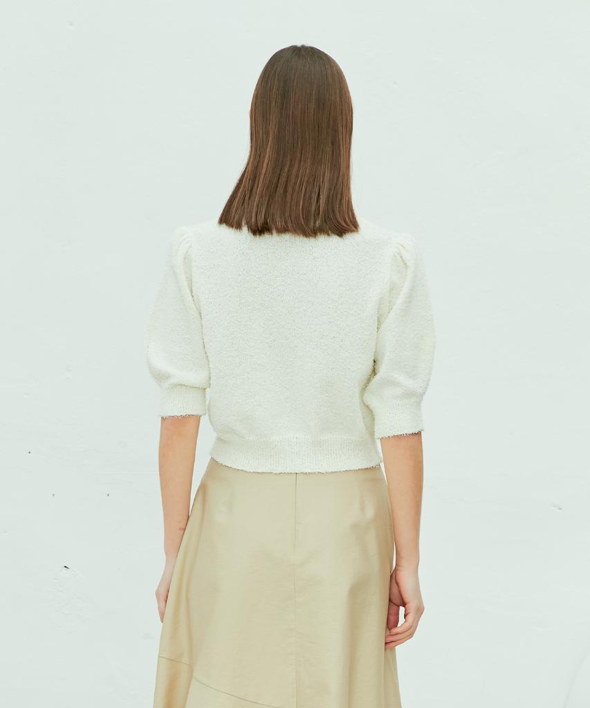 NEAR&DEAR Puff Sleeve Knit Top_Ivory