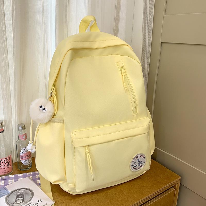 College student schoolbag women's simple solid color large capacity travelhigh school student computer bag Korean version high school student backpack