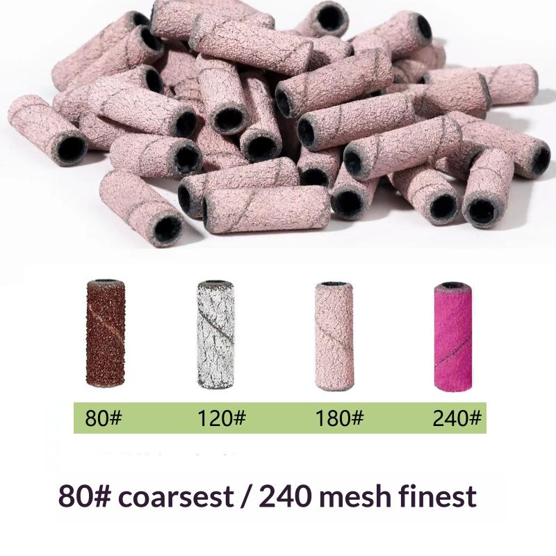 50 Pcs 3.1Mm Mini Nail Sanding Bands Uv Gel Acrylic Polish Remover Nail Tool Set 120/150/180/240 Grit