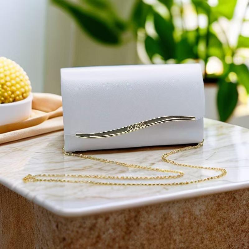 

Women s PU Leather Evening Clutch Chain Bag - Simple Fashion Handbag 22x13x5 cm білий