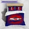 Croatia Football Printed Bedding 3 Piece Set Cozy Breathable Bed Cover Set as Housewarming Holiday Gift