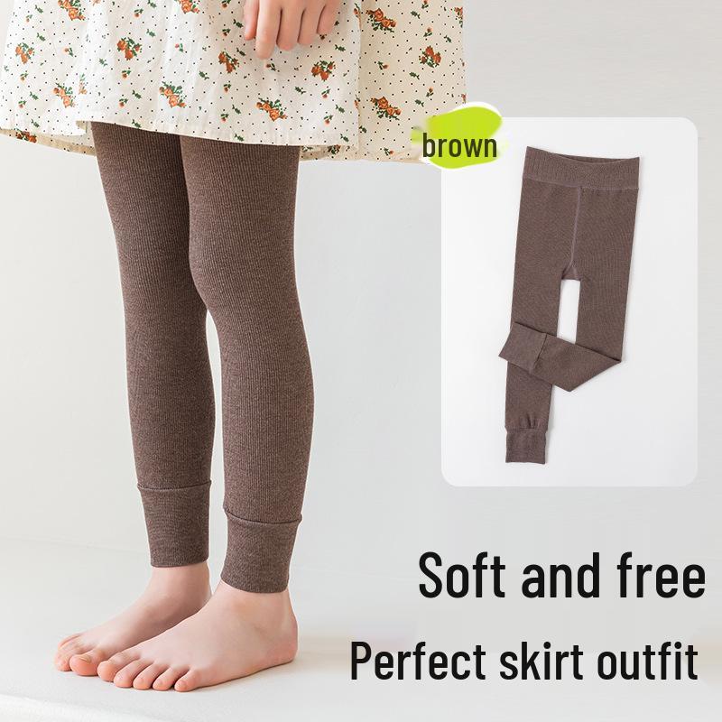 Dziewczęce Wszechstronne Bawełniane Legginsy 9/10 w Jednolitym Białym Kolorze na Wiosnę/Jesień