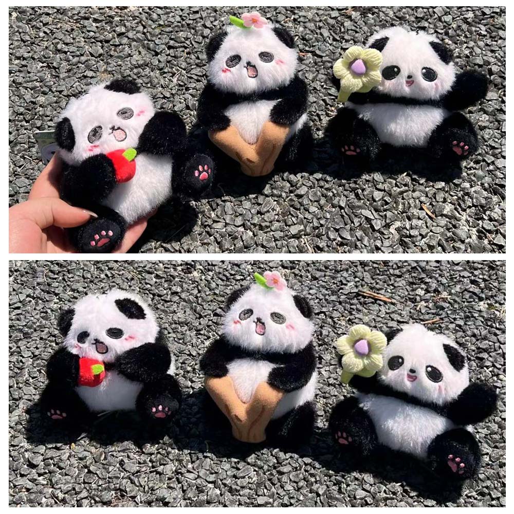 Cartoon Kawaii Animal Pendant Soft Stuffed Huahua Panda Keyring Plush Panda Keychain  Lady Girls