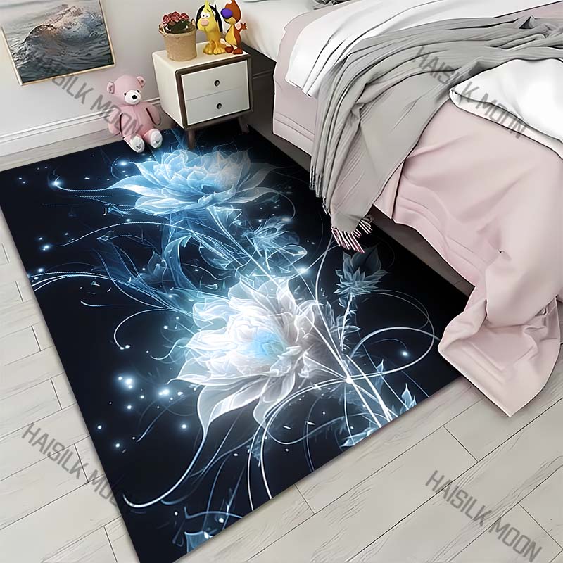 

luminous lotus ethereal petals night Print Carpet for Living Room Bedroom Sofa Home Decor Rus Non-slip Floor Mat Luxury Gift 40x60cm