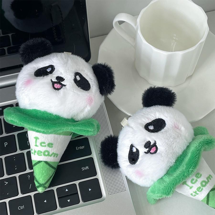 Adorable Mini Panda Plush Toy Keychain Soft Cotton Cute Animal Doll White Green
