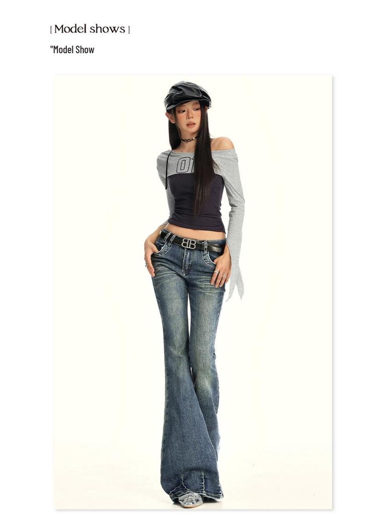 2025 Herbst Retro Distressed Stretch Schlagjeans