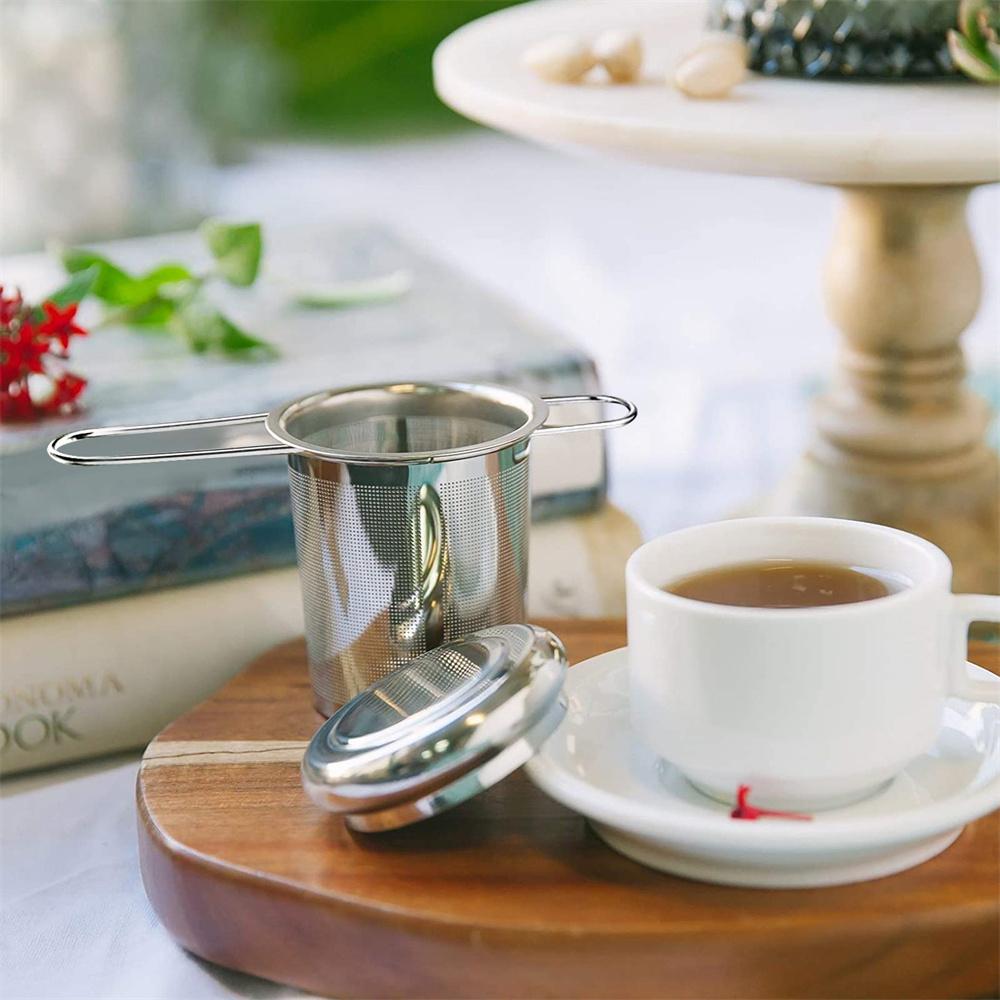 1pc Stainless Steel Mesh Tea Infuser with Lid Reusable Cup Strainer Loose Leaf Spice Filter for Teapots Mugs Cup To Steep Tea Coffee