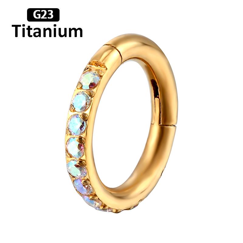 ASTM F136 Titanium Earrings High Quality Zircon Hight Segment Nose Rings Open Small Septum Piercing Helix Lobe Body Piercing 16G