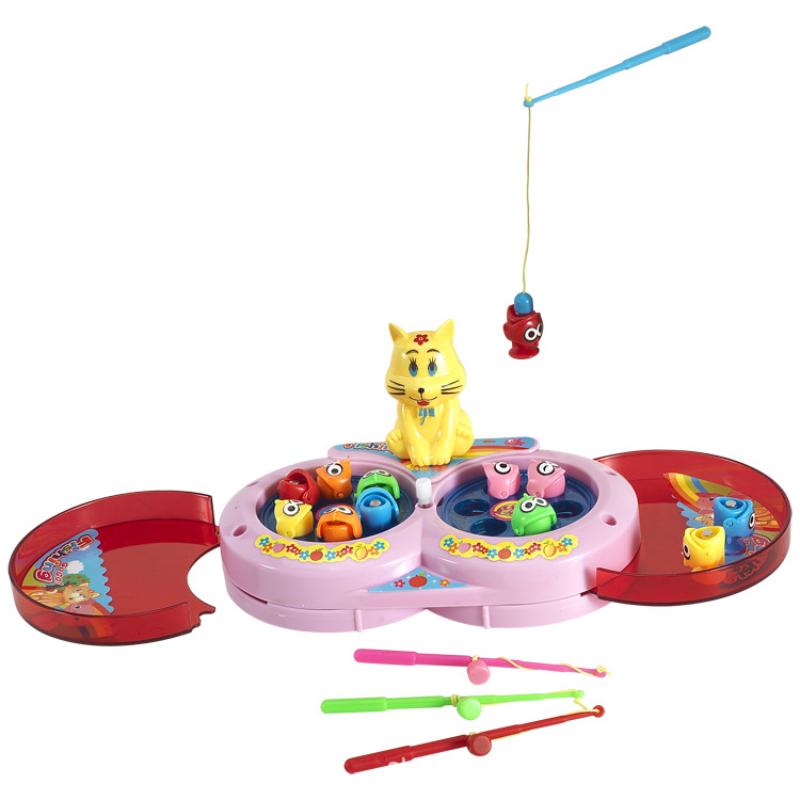 1 Set Kids Birthday Gifts Magnetic Small Fish Wind-up Clockwork Toys Mini Fishing Machine Parent-child Game