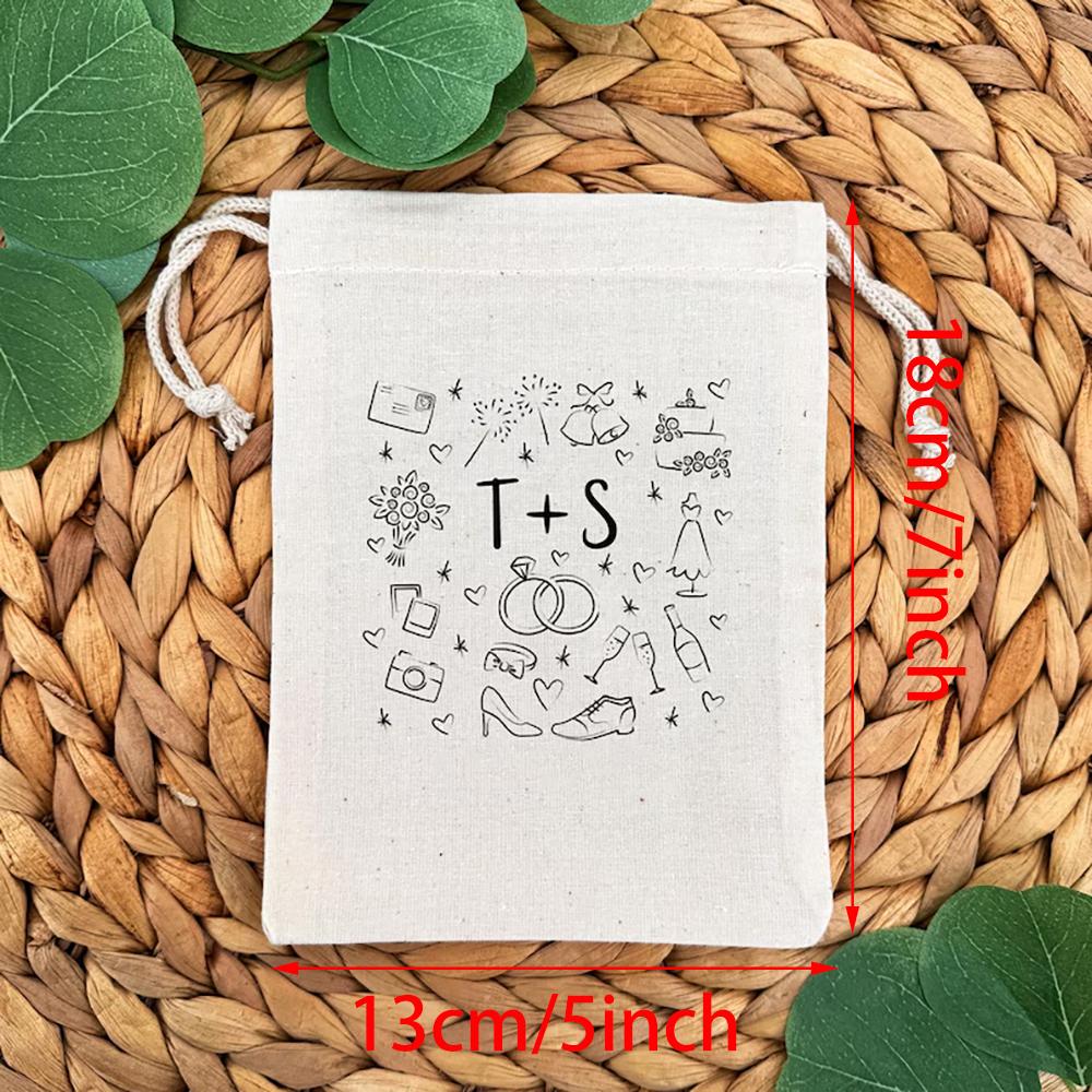 Custom 5Pcs Wedding Favor Bags for Guests Mini Drawstring Tote Hangover Kit Bachelorette Party Hotel Welcome Bag Bridal Shower