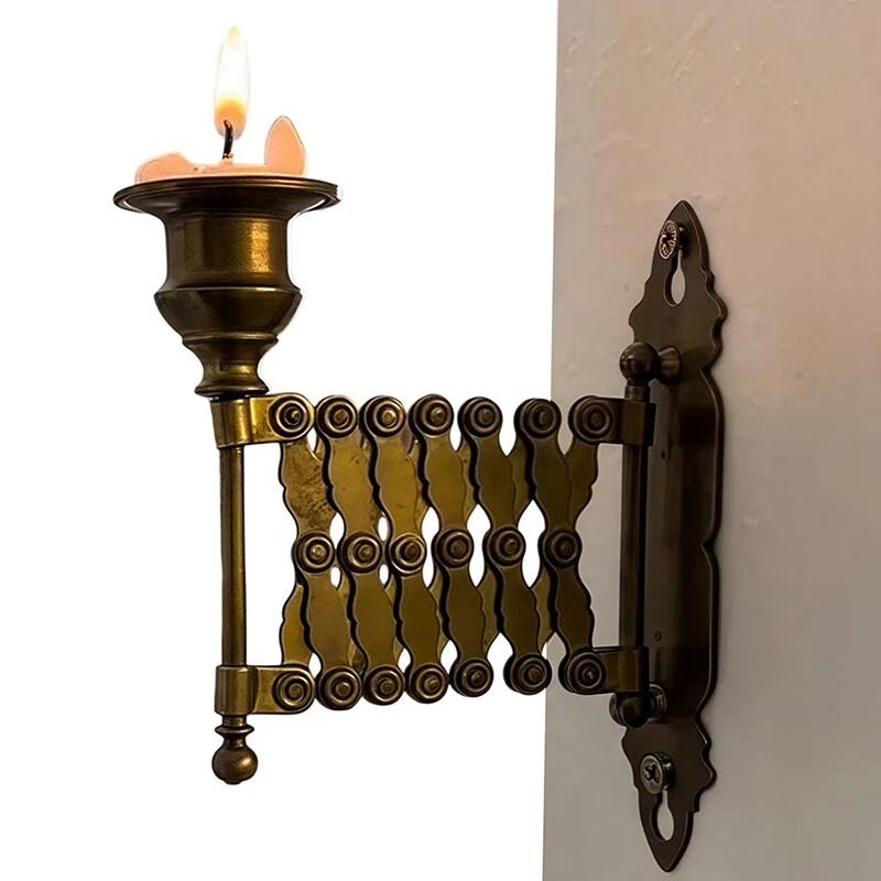 Vintage Style Extendable Taper Candle Holder Wall Mounted Candlestick Rack Decor