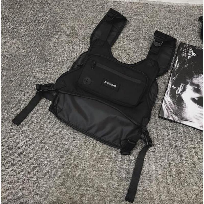 

Men Women Black Oxford Cloth Functional Chest Bag Fashion Ins Trendy Sports Vest Backpack Casual Tooling Waist Pack Multifunctio чёрный