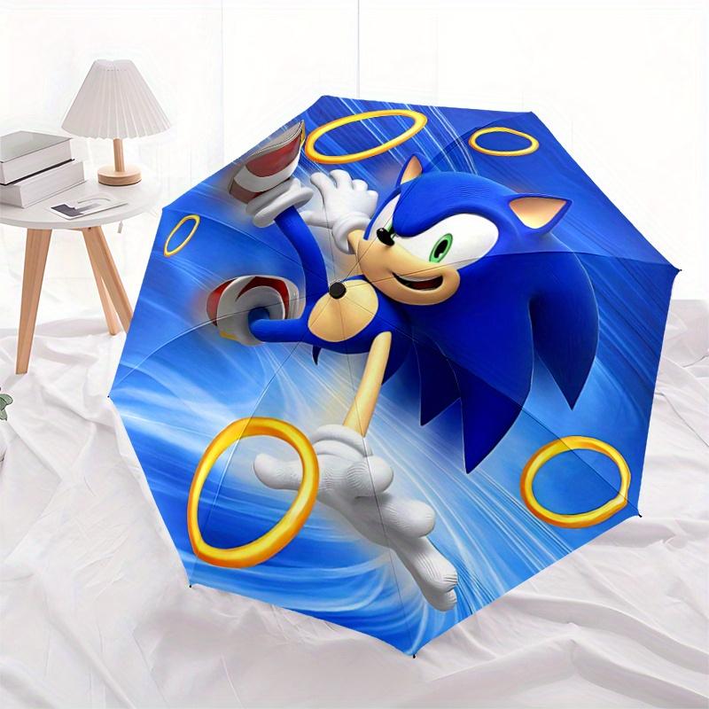 

1pc Sonic the Hedgehog Pattern Umbrella, Fashionable, Personalized, High-Value Folding Umbrella, a Must-Have for Summer, 8-Rib Durable Iron Frame, Tri