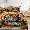 3-teiliges Bettwäsche-Set mit Tigerflammen-Design - 1 Bettbezug + 2 Kissenbezüge(Kern nicht enthalten), Maschinenwaschbares Polyester, Ganzjahreskomfort, Bett
