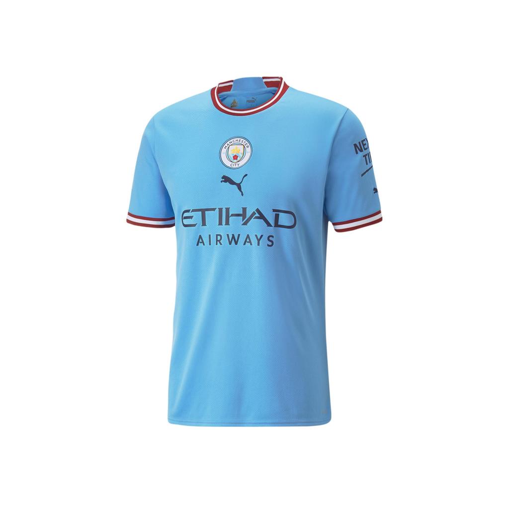 Puma Manchester City F.C. Home Letter Print Football Sports Short Sleeve T-Shirt Men Tops Blue 765710-01