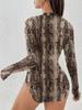 European-American Leopard Print Long Sleeve Jumpsuit for Women - 2024 Collection