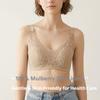 Underwear Mulberry Silk Lined Seamless Adjustment Bra, Lace Trim Palm Cup Push‑Up Side‑Support Brassiere