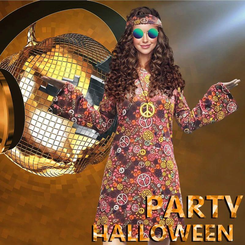 Women's Long Sleeve Dress with Headscarf Printed Tape Headscarf Dress Female