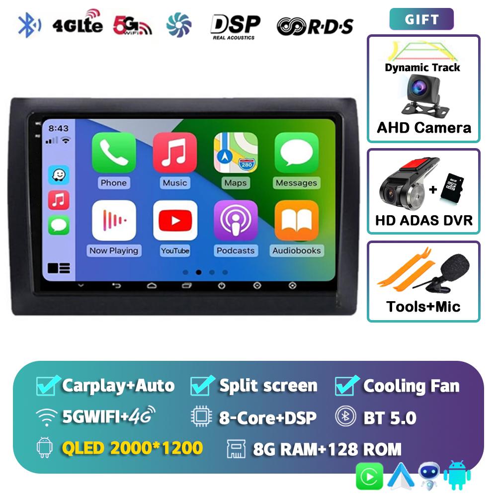 Android 14 CarPlay Auto Car Radio For Fiat Stilo 2001-2010 Multimedia Video Player GPS Navigation 4G+WIFI Stereo Audio Head Unit