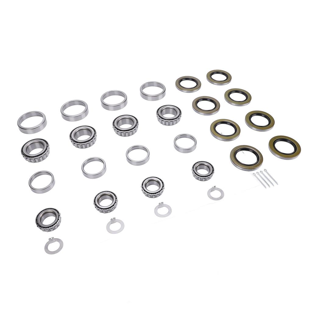 4 Sets Trailer Axle Bearing Kit 6000 to 7000lb Steel Alloy Trailer Wheel Hub Bearing Set with Cotter Pins and Grease