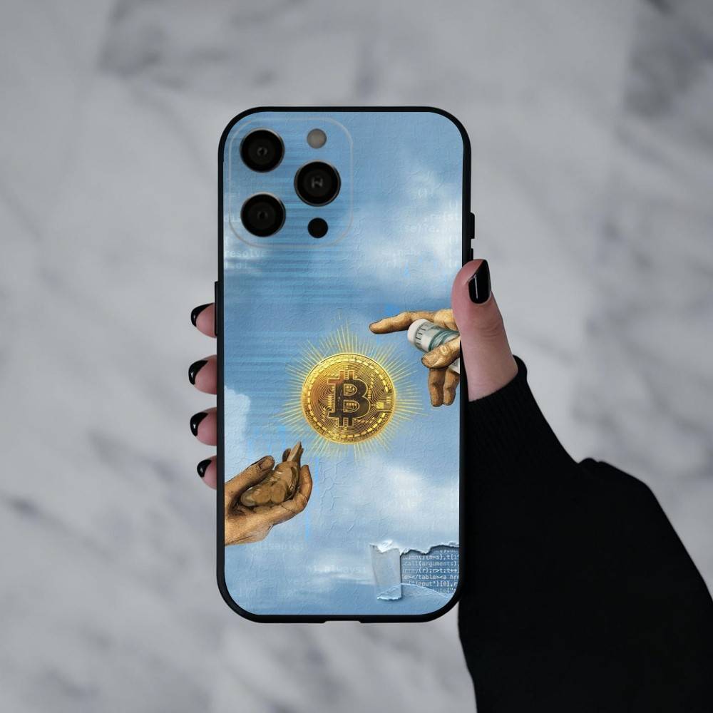 Cool Art Bitcoin Digital Phone Case For iPhone 17pro, 16,15,14,13,12,11 X XR Plus,Others Soft Black Cover