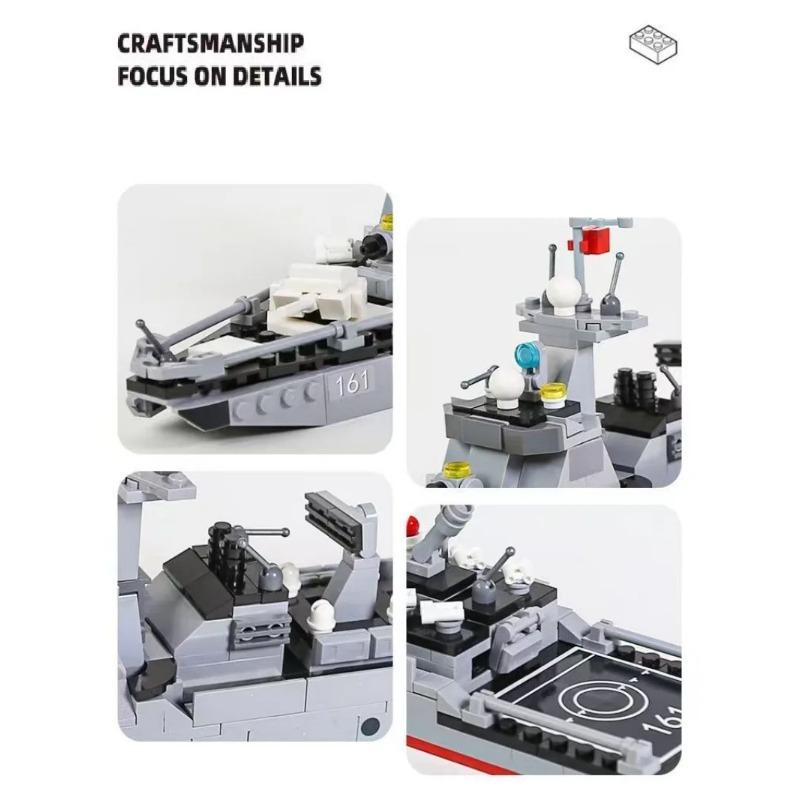 376PCS 052D Missile Destroyer Military Building Blocks Model Toy For Kids Boys Children Gifts Small Particle