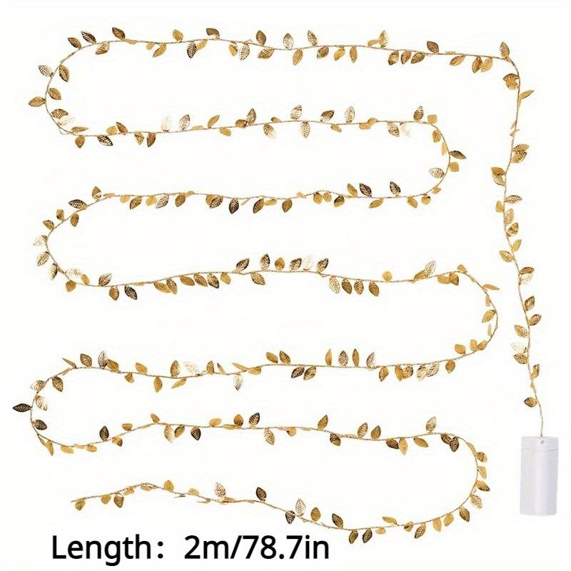 1buc 2m/78.7in 20led Simulare Frunze de aur Decorație șir lumini, petrecere de aniversare Ramadan Festivalul de Crăciun decorare șir lumini