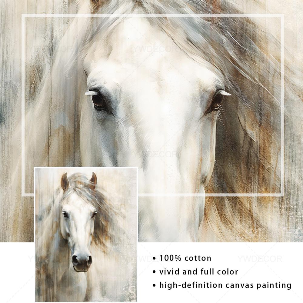 Abstarct White Horse Posters Canvas Prints Animal Painting Wall Art Picture for Living Room Modern Home Decoration NO FRAME