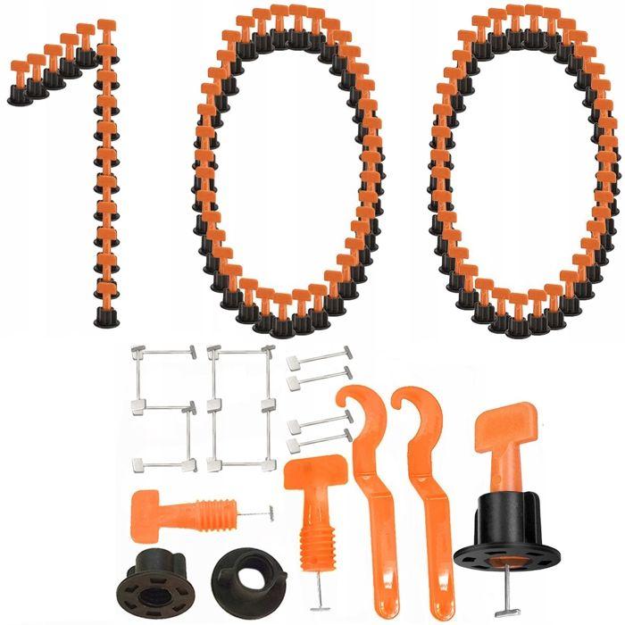 Tile Leveling System - Universal - Kit 100 Pieces + 50 Pegs As a Bonus - Easy and Quick Installation