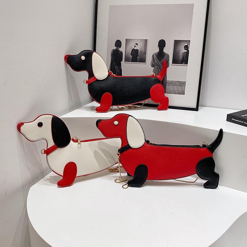 1pcs Creative Fashion Cartoon Dachshund Shoulder Bag Outdoor Travel Casual Crossbody Bag Cute Animal-shaped Handbag