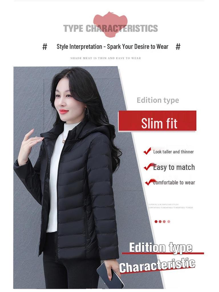 Women's Lightweight High-End Hooded Down Jacket, New Style 2024 Winter Coat