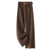Women's 2024 Khaki Wool High-Waisted Slimming Straight-Leg Trousers - New Autumn/Winter Casual Draping Style