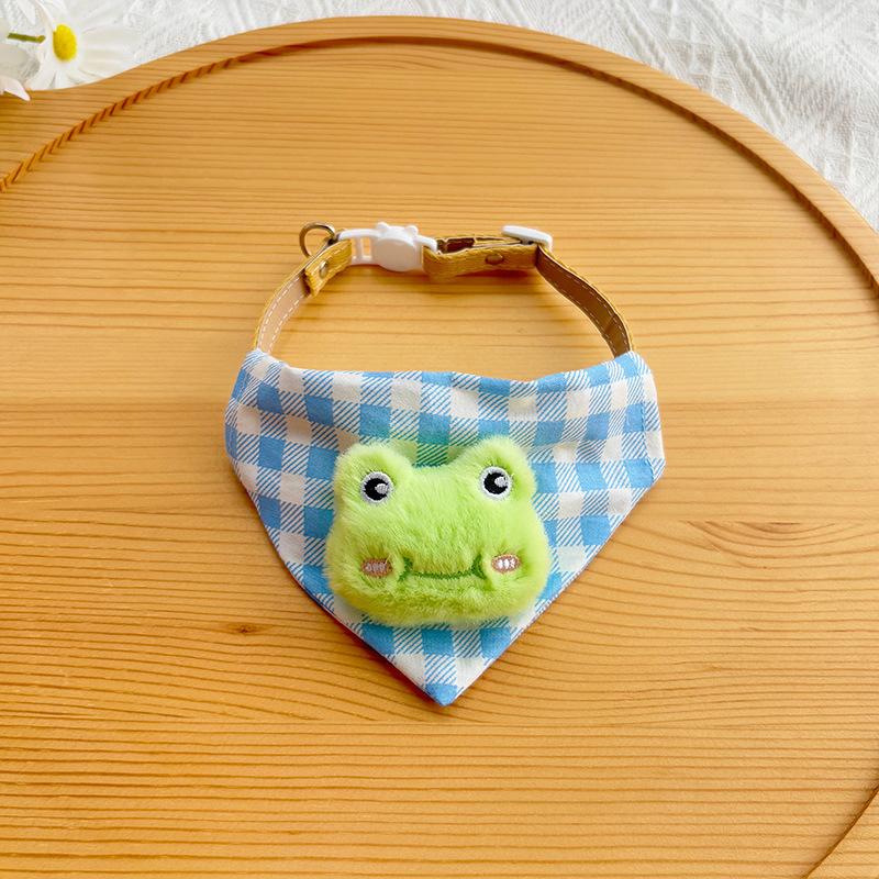 Dog Saliva Towel Collar Pet Triangle Towel Cat Cartoon Bib Circumference Collar Plaid Cute Dress Up