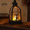 Halloween Decorations Candle Lantern, Decorative Spooky Witch Skeleton Pumpkin Tabletop Decoration Light for Haunted House, Front Porch, Gothic