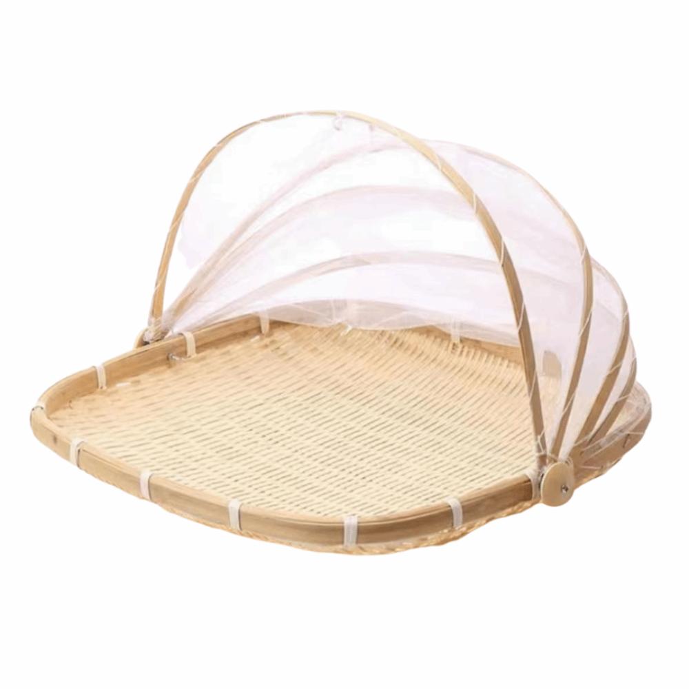 Bamboo Anti-insect Dustproof Basket Reusable Fruit Vegetable Tray Food Storage Basket  Kitchen Tool