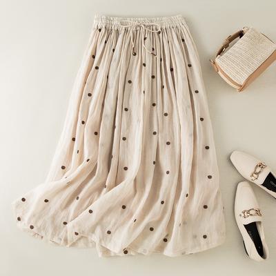 Skirt Woman Slim Pleated Skirt Retro Elastic Waist Plus Size Long Skirt Woman