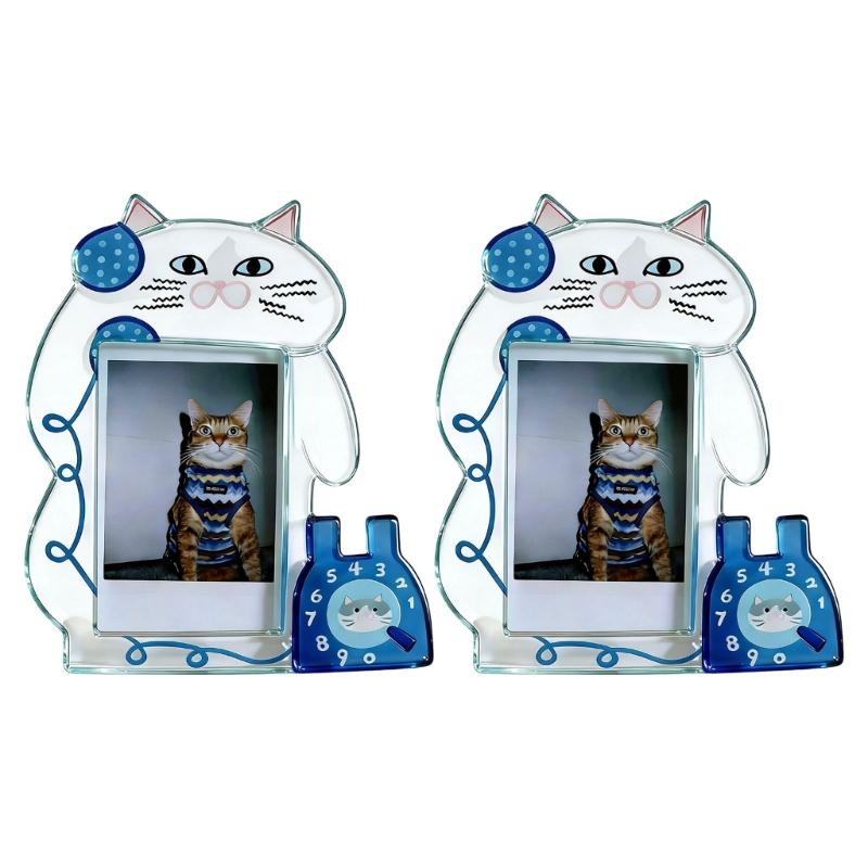 Klarer Acryl-Bilderrahmen Cartoon-Katzen Fotorahmen Foto-Display-Halter für Zuhause Büro Schreibtisch Dekorationen Sammlungen