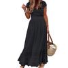 Women Dress Solid Color All-match Lace Stitching Ladies Sleeveless Casual Dress