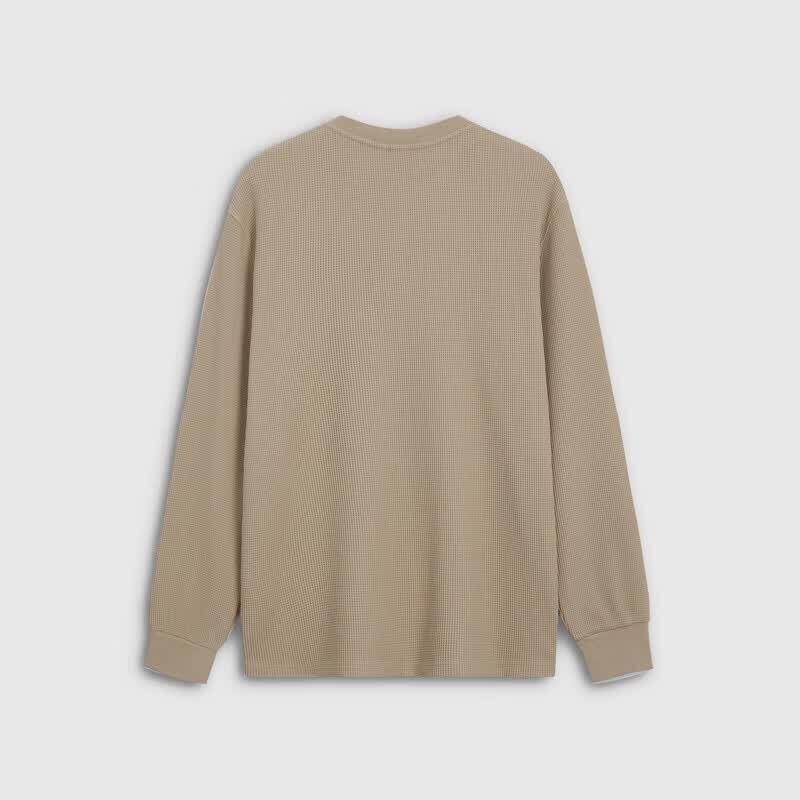 Gap Men's Waffle Texture Henley Long Sleeve T-Shirt