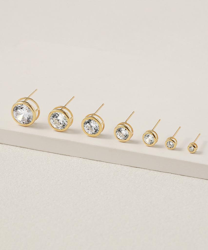 Mcel 14K Moa Bezel Cubic Earrings