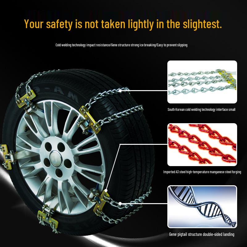 Universal Car Tire Anti-Skid Chains for Sedan & SUV - Snow & Mud Emergency Use