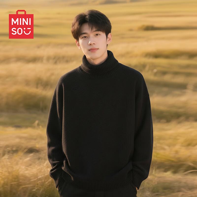 MINISO Men's Soft High-Neck Fleece-Lined Sweater