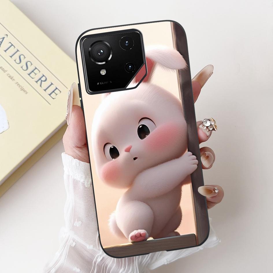 For Asus Rog Phone 9 Pro 5G Case Popular Flower Cartoon Soft Black Silicone Shockproof Cover For Asus Rog Phone 9 FE Phone9 Capa