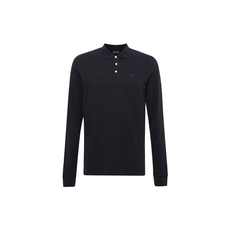 Emporio Armani Solid Color Casual Long Sleeve Polo Shirt Men tops Dark-Blue 8N1F13-1J0SZ-0939