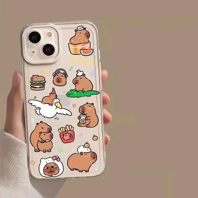 Cute Cartoon Capybara Phone Case for Iphone 12 13 11 14 15 Pro Max X XS MAX XR 7 8Plus SE2 Funny Animal Couple Soft Cover Fundas