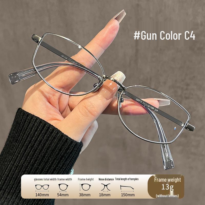 Damen Ultra-Leichte Brille mit Silberrahmen für Kurzsichtigkeit - Reines Titan, Blaulichtfilter, Rundes Gesicht Design